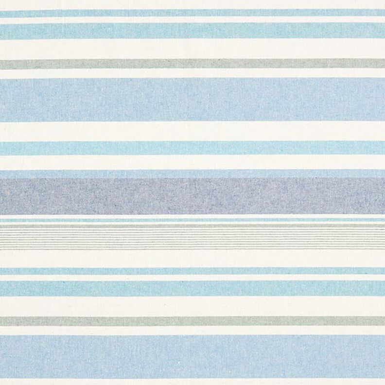 Tecido para decoração Meio linho Panamá Mistura de riscas reciclado – azul brilhante,  image number 1