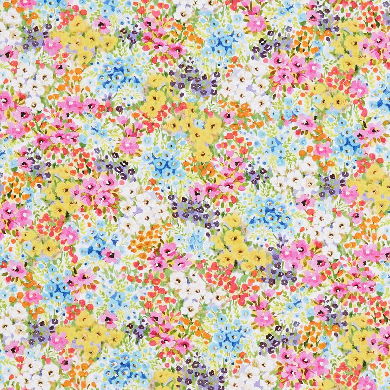 Tecido de algodão Popelina Flores coloridas – lavanda/azul,  image number 1