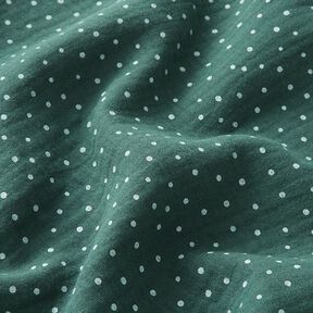 Musselina/ Tecido plissado duplo Pintinhas – verde escuro/branco, 