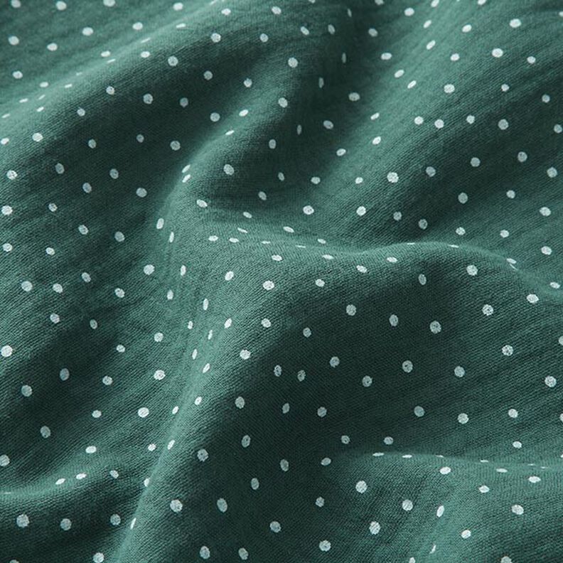 Musselina/ Tecido plissado duplo Pintinhas – verde escuro/branco,  image number 2