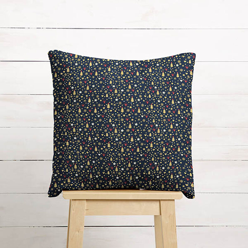 Tecido de algodão Popelina Corações e estrelas – azul-noite/dourado,  image number 8