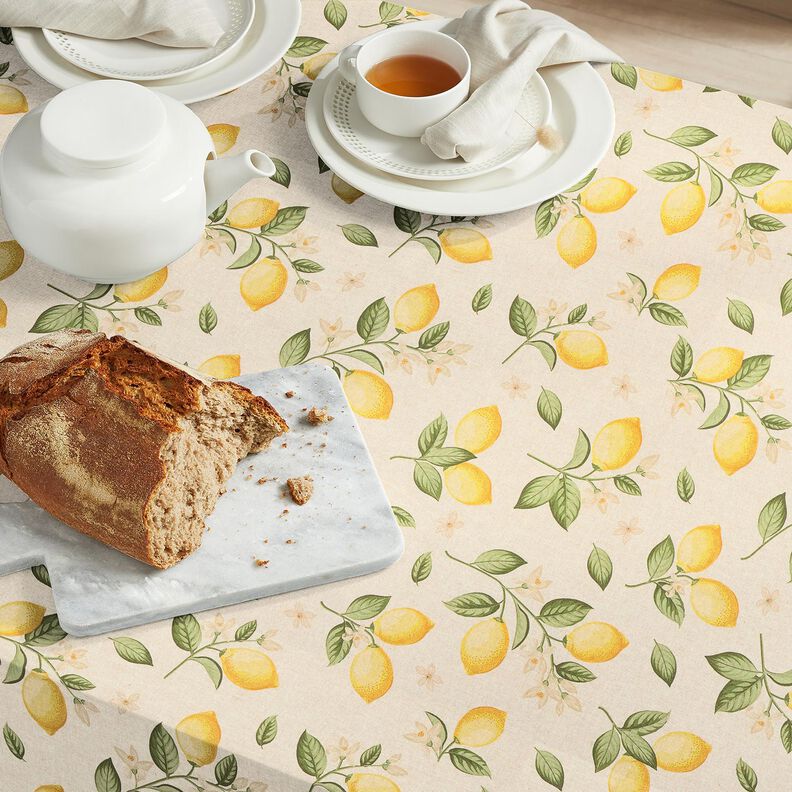 Tecido para decoração Meio linho Panamá Limoeiro – natural/amarelo,  image number 6