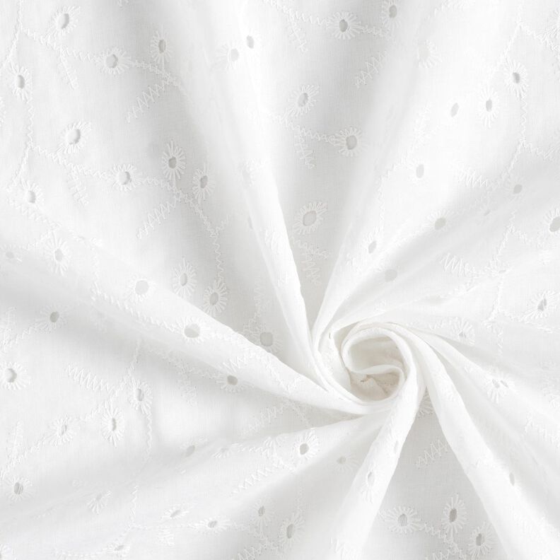 Tecido de algodão Bordado inglês Gavinhas florais – branco,  image number 3