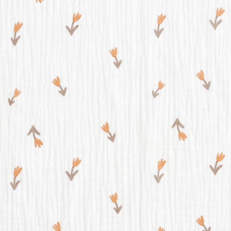 Musselina/ Tecido plissado duplo Florzinhas &ndash; marfim,  image number 1