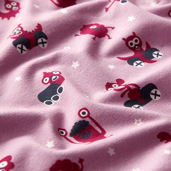 Jersey de algodão Parque infantil de monstros | PETIT CITRON – rosa/baga,  image number 2