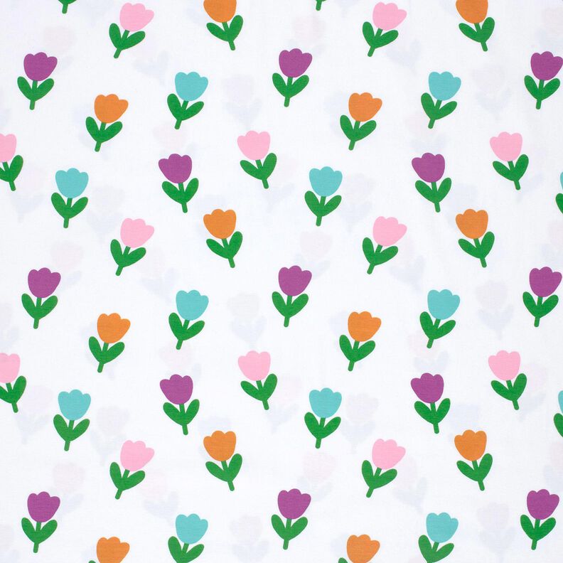 Jersey de algod&atilde;o T&uacute;lipas estilizadas &ndash; branco/vermelho violeta m&eacute;dio,  image number 1