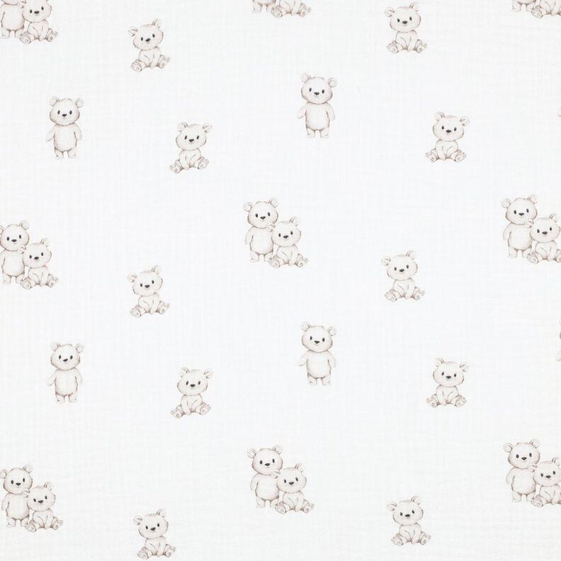 GOTS Musselina/ Tecido plissado duplo Ursos amigáveis Impressão Digital | Poppy Fabrics –,  image number 1