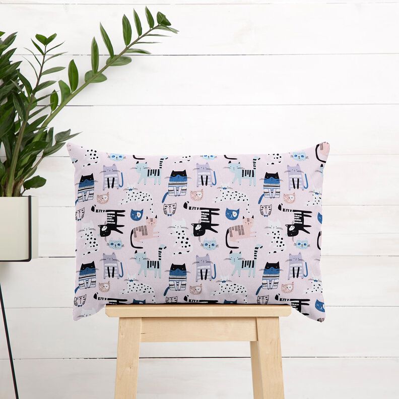 Tecido de algodão Cretone Gatos abstratos – rosa-claro/branco,  image number 7