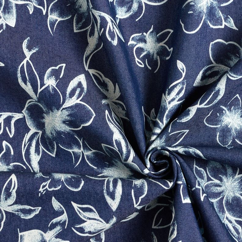 Chambray Flores de verão – azul-marinho/branco sujo,  image number 3