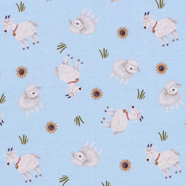 Jersey de algodão Ovelhas e cabras Impressão Digital – azul claro,  image number 1