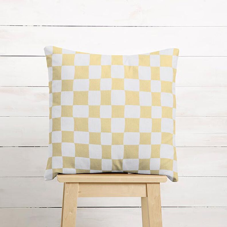 Tecido de algodão Cretone Xadrez abstrato – branco/amarelo-baunilha,  image number 6
