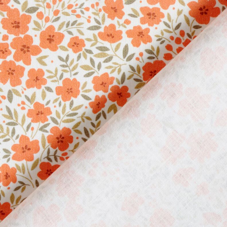 Tecido para decoração Cetim de algodão Mar floral – laranja-pêssego/branco,  image number 4