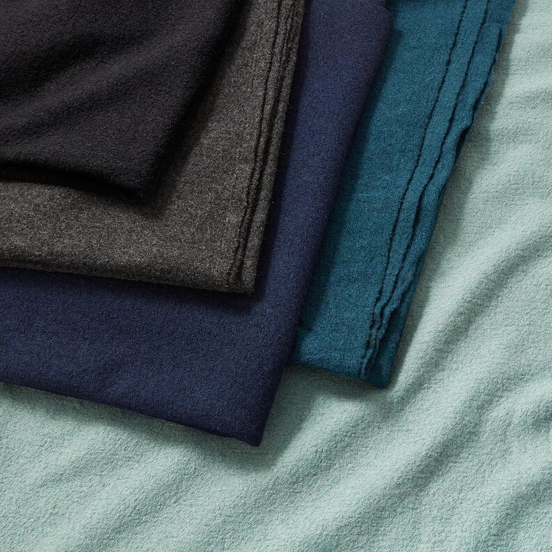 Tecido leve de malha com mistura de viscose e lã – azul-noite,  image number 4