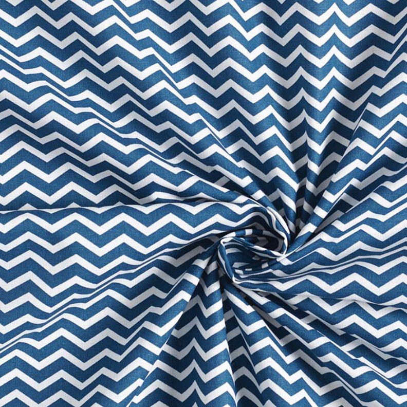Tecido de algodão Cretone Ziguezague – azul-marinho/branco,  image number 4