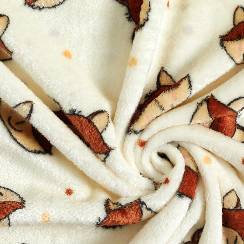 Tecido polar fofinho Dupla face Raposas amigáveis – branco sujo/castanho,  image number 4