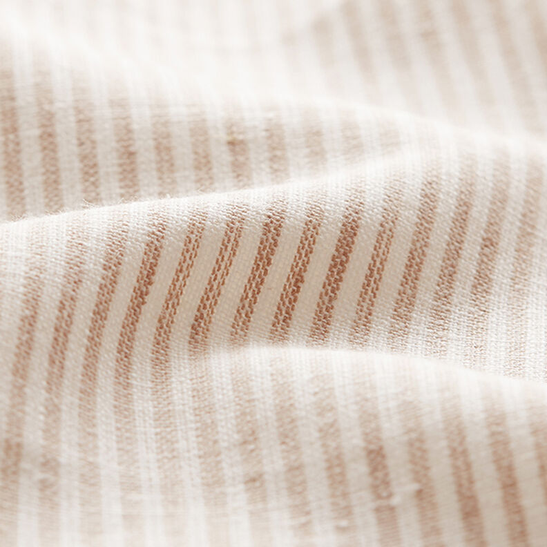 Mistura de linho e algodão Riscas estreitas – bege/branco sujo,  image number 2