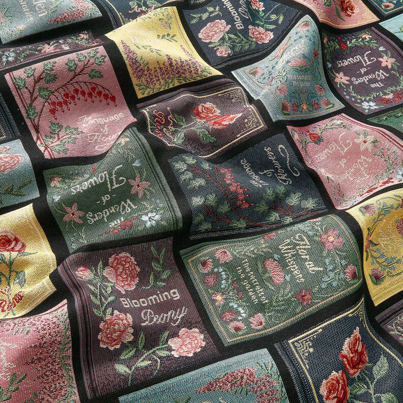 Tecido para decoração Gobelina capa de livro – preto/merlot,  image number 2