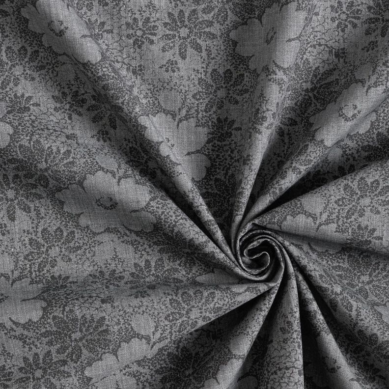 Tecido para camisas Flores – cinzento/preto,  image number 3