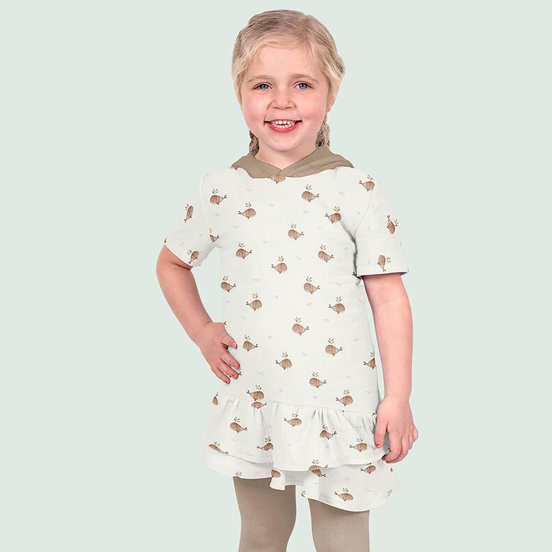 Musselina/ Tecido plissado duplo Baleia às riscas Impressão Digital – marfim,  image number 6