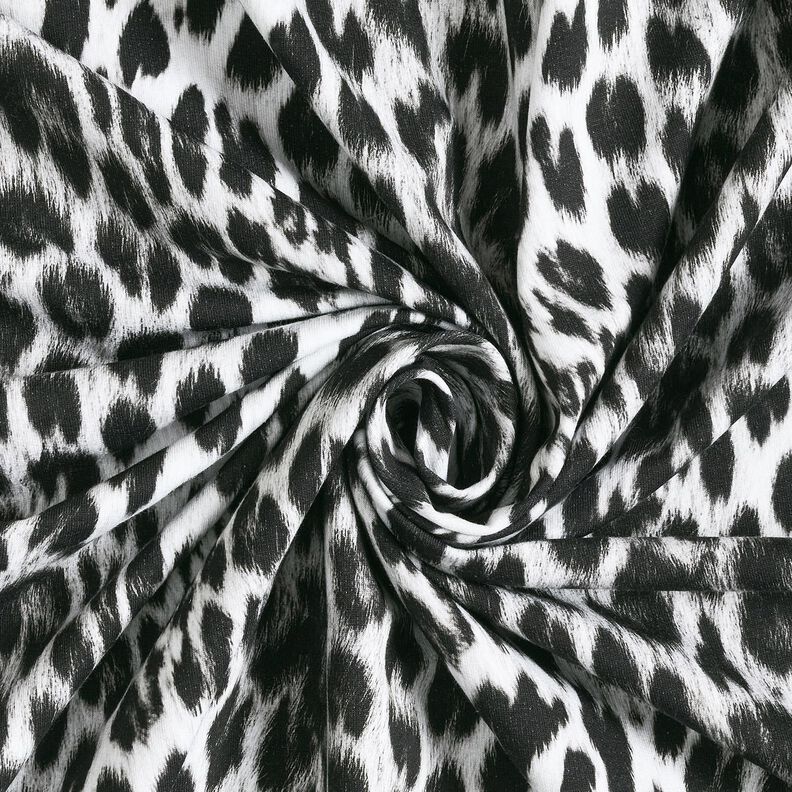 French Terry cardado Leopardo-das-neves Impressão digital – preto/branco,  image number 3