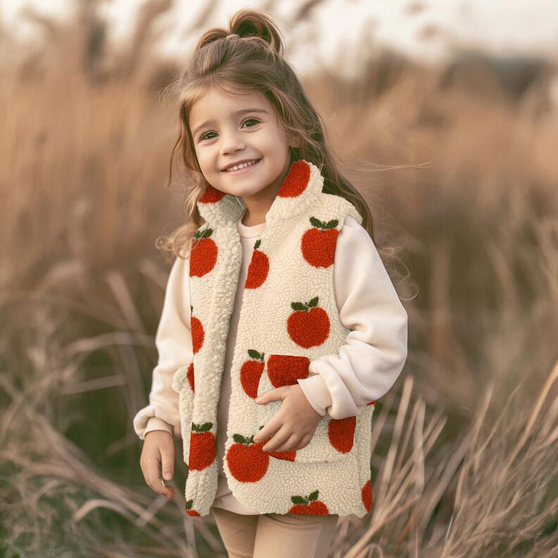 Tecido de pelúcia Teddy Maçãs | Poppy Fabrics – branco sujo/terracota,  image number 5