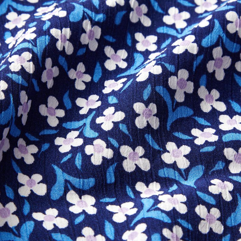 Crepe viscose Florzinhas – azul-marinho/branco,  image number 5