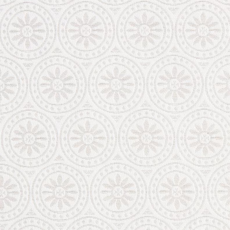 Tecido para exteriores jacquard Ornamentos círculos – cinzento claro/branco sujo,  image number 1