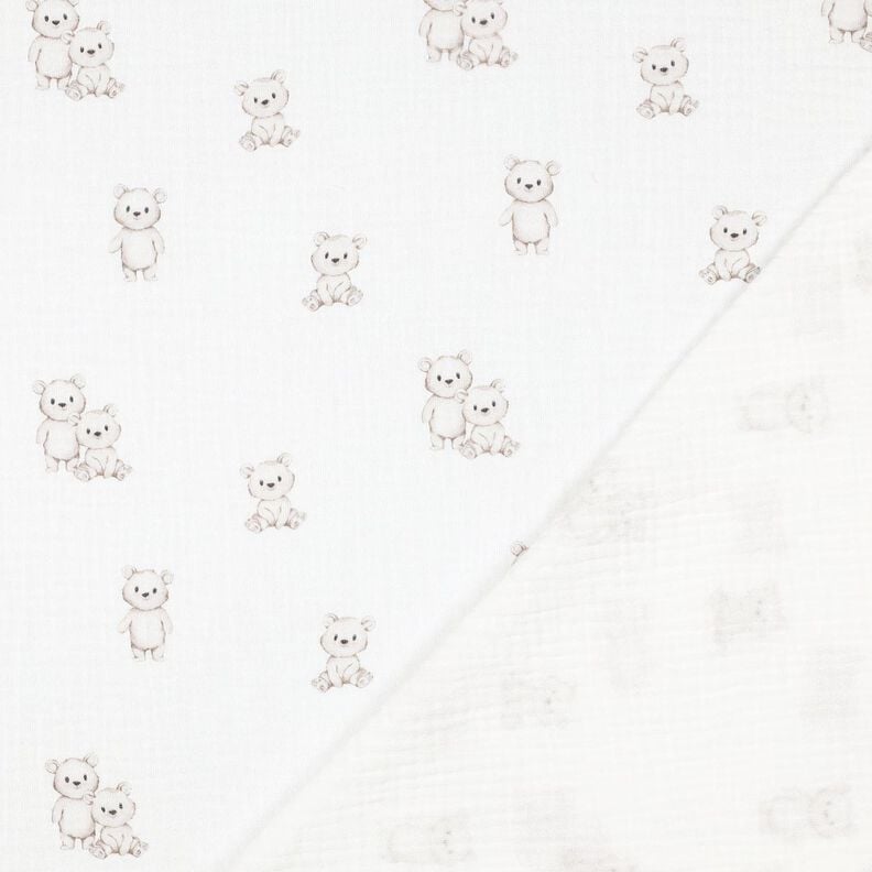 GOTS Musselina/ Tecido plissado duplo Ursos amigáveis Impressão Digital | Poppy Fabrics –,  image number 4