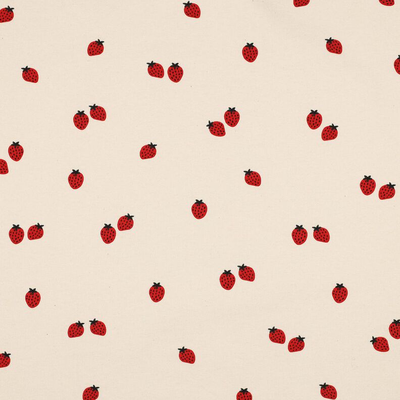 GOTS Jersey de algodão Morangos | Poppy Fabrics – bege claro/carmin,  image number 1
