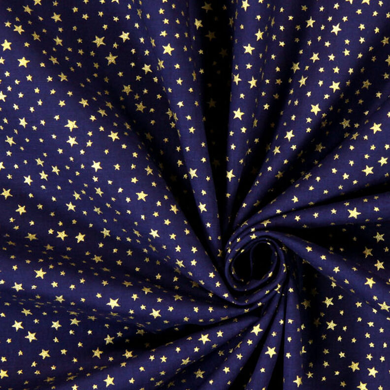 Tecido de algodão Cretone Céu estrelado natalício, pequeno – azul-marinho/dourado,  image number 2