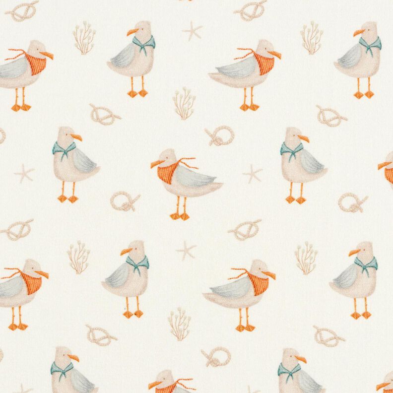 Jersey de algodão Gaivota, estrela do mar, nó Impressão Digital – branco sujo,  image number 1