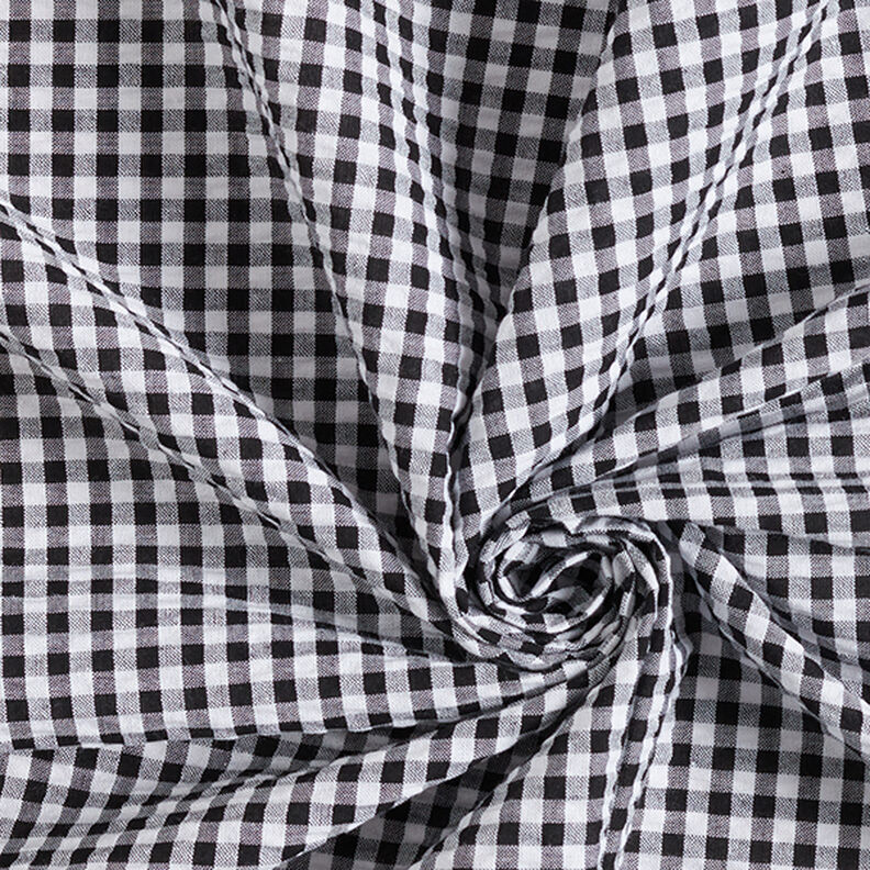 Anarruga Mistura de algodão Xadrez Vichy – preto,  image number 3