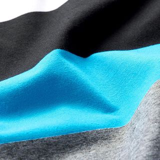 Jersey de algodão Riscas grossas – turquesa/preto, 