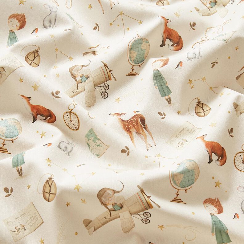 Popelina de algodão Pequeno explorador Impressão Digital – marfim,  image number 2