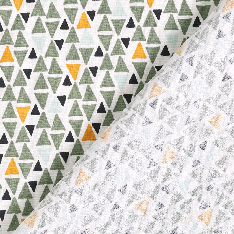 Tecido de algodão Cretone Mini triângulos – verde amarelado/branco,  image number 4