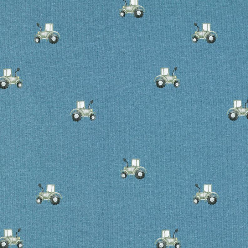 GOTS Jersey de algodão Trator Impressão Digital – azul ganga,  image number 1