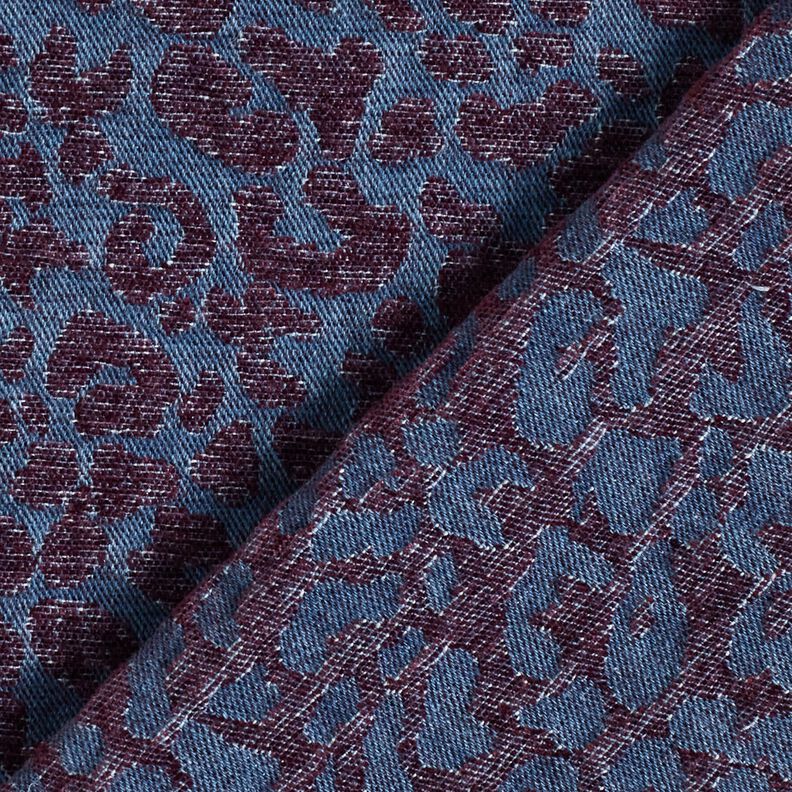 Tecido para calças Imitação ganga Estampado Leo – beringela/azul ganga,  image number 4