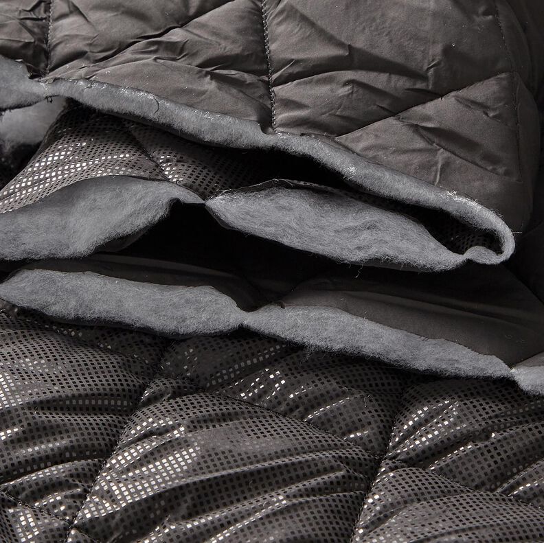 Tecido acolchoado brilho leve Losangos – preto,  image number 6