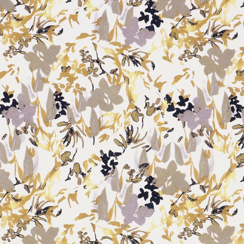 Jersey de viscose Paisagem de flores – branco,  image number 1