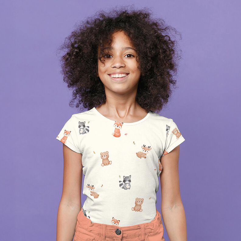 GOTS Jersey de algodão Animais bebé Impressão Digital – marfim,  image number 7