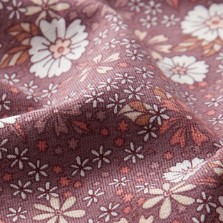 Jersey de algodão Prado de flores – rosa-velho escuro, 