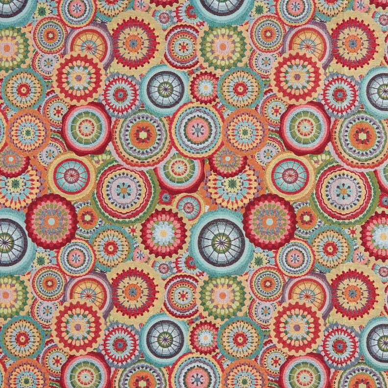 Tecido para decoração Gobelina Círculos Mandala – bege claro/vermelho,  image number 1