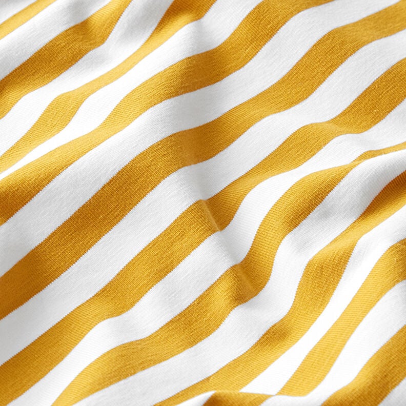 Jersey de algodão Riscas largas – mostarda/branco,  image number 2