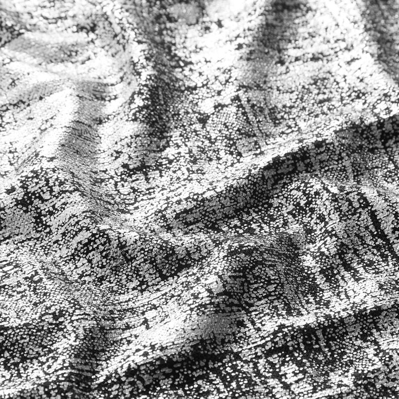 Tecido de malha com estampa metálica abstrata – prata metálica/preto,  image number 2