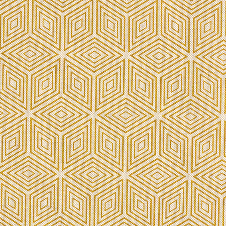 Tecido para decoração meio linho panamá Cubos 3D – amarelo-caril/natural,  image number 1