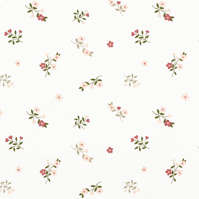 Jersey de algodão Flores e corações – branco sujo,  image number 1