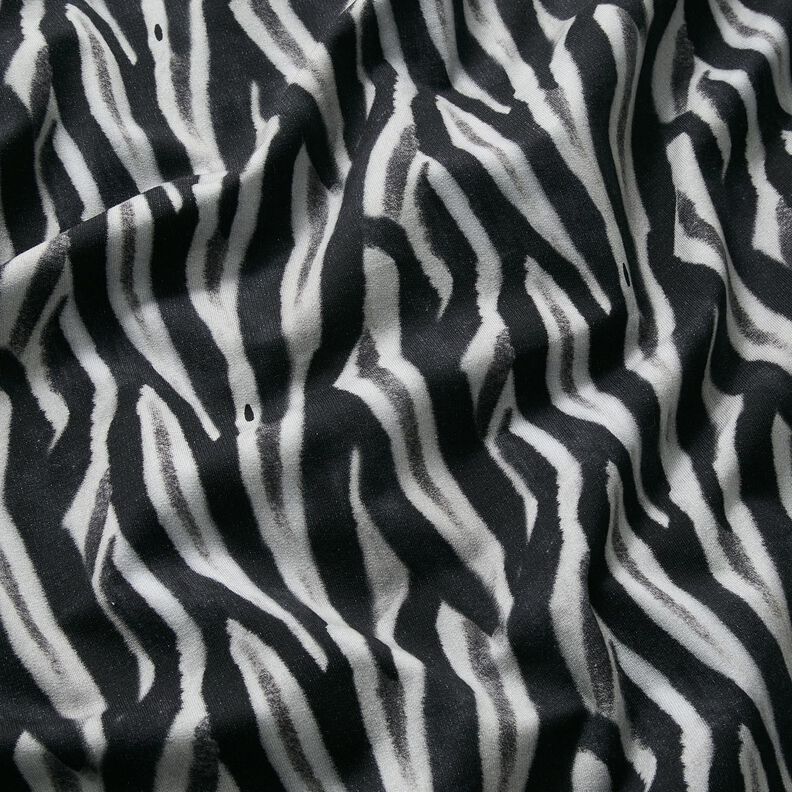 French Terry cardado Zebra impressão digital – preto/prateado,  image number 2