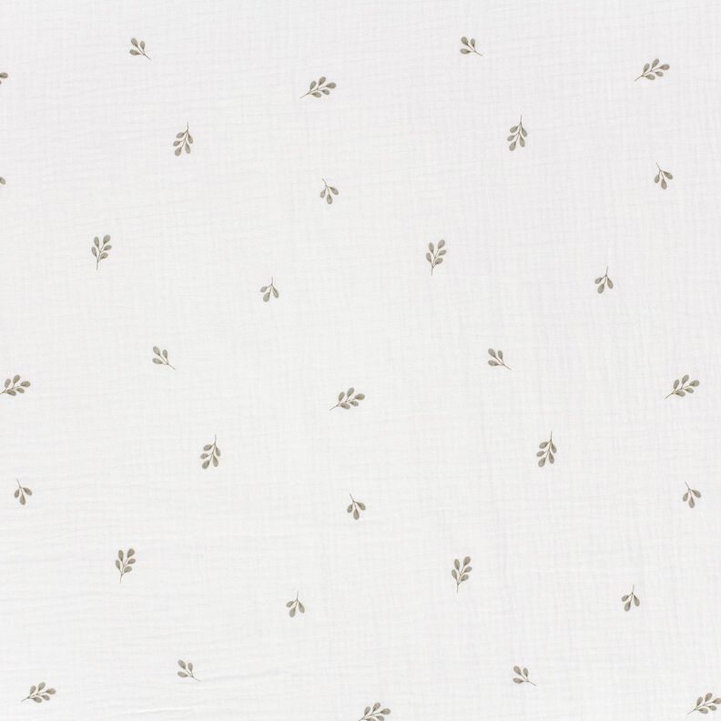 Musselina/ Tecido plissado duplo Pequeno ramo – branco sujo/verde amarelado,  image number 1