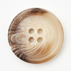 Botão redondo de 4 furos [Ø 25 mm] – natural/castanho escuro, 