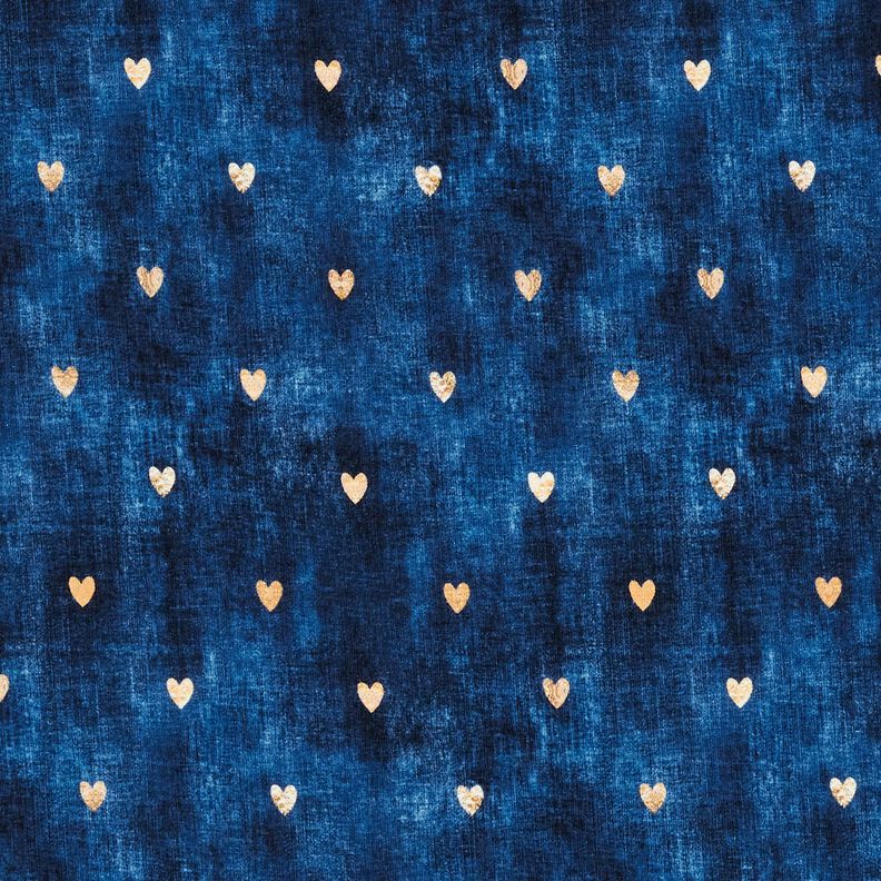Jersey de algodão Corações dourados | Glitzerpüppi – índigo,  image number 1